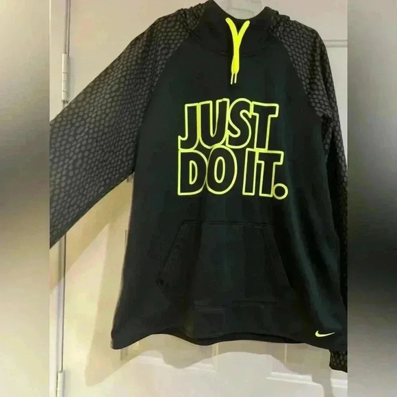 Nike  Therma-FIT Just Do It Hoodie, Black/ Anthracit/ Volt, large - Picture 5 of 8